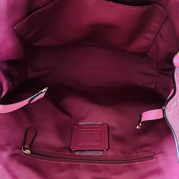 COACH Lexy Rouge Pink Pebbled Leather Shoulder Bag - Picture 9 of 11